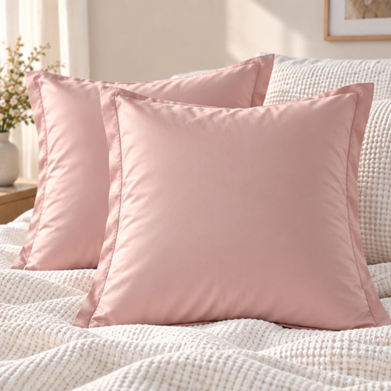 Taie d'oreiller coton égyptien rose poudré lot de 2