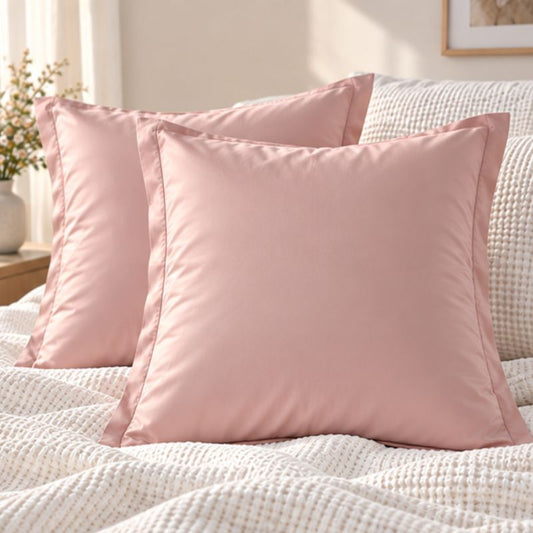 Taie d'oreiller coton égyptien rose poudré lot de 2