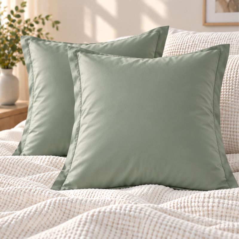 Taie d'oreiller coton égyptien vert sauge lot de 2