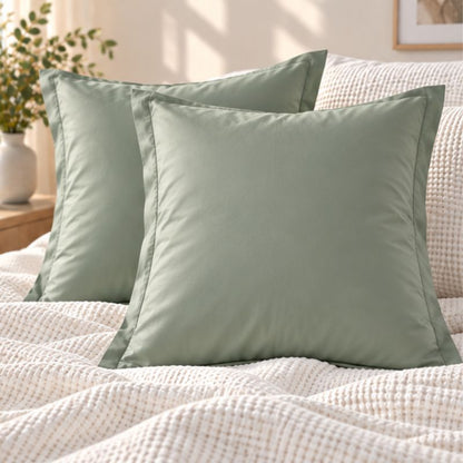 Taie d'oreiller coton égyptien vert sauge lot de 2