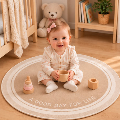 Tapis chambre bébé Jolie pouponne assise avec jouets