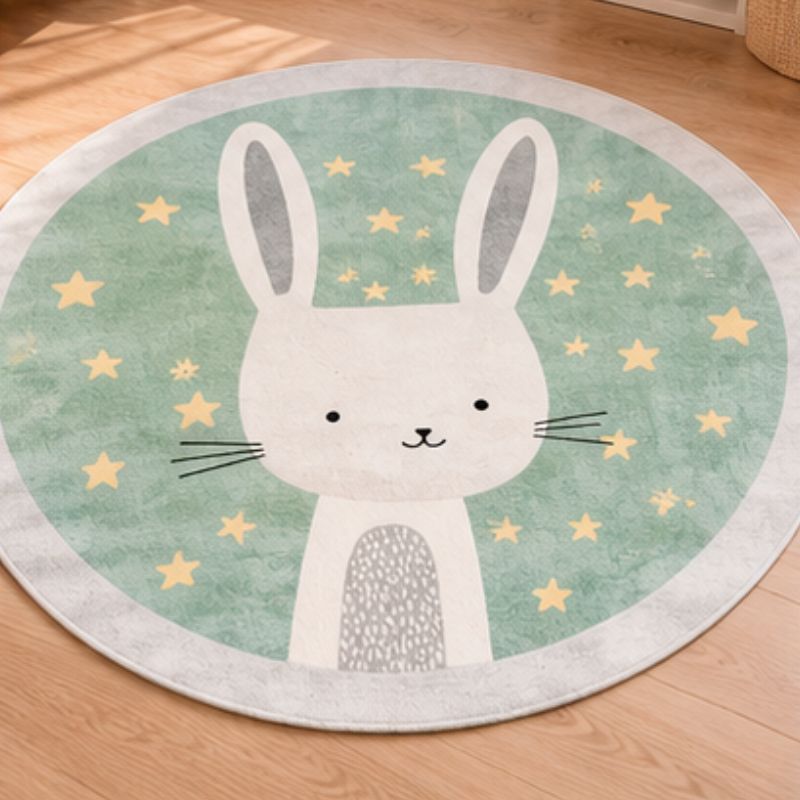 Tapis chambre bébé rond lapin mignon
