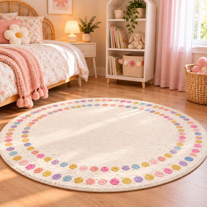 Tapis chambre fille confettis pastel