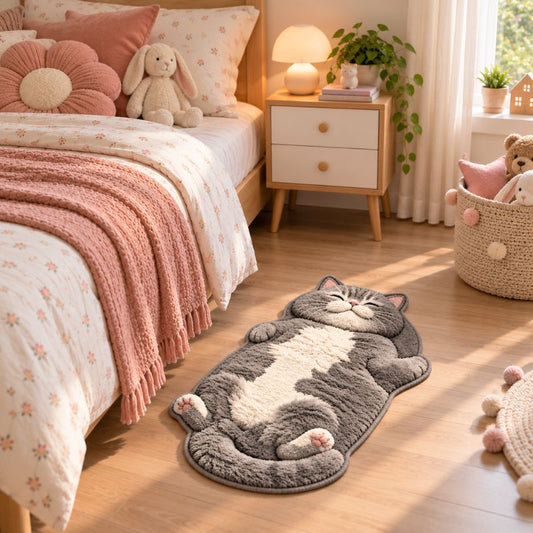 Tapis descente de lit chat chambre enfant