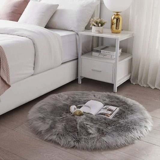 Tapis descente de lit circulaire gris